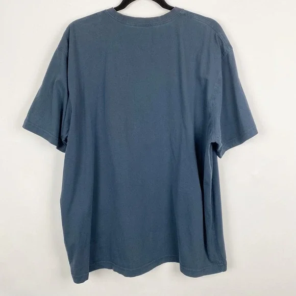 LL Bean Mens XL Carefree Unshrinkable Blue Cotton Crew Neck Short Sleeve T Shirt - Picture 2 of 7